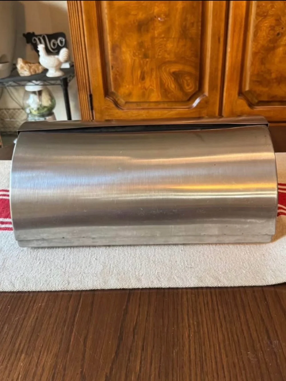 Stainless Steel Bread Box with Front Handle - Silver
